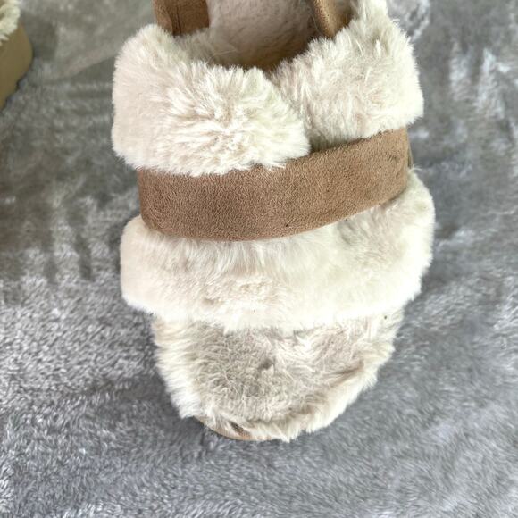 Koolaburra Ugg Womens Sandals Slippers Sz 8 Suede Soft Natural Fur Fuzzy Comfort - Picture 11 of 12